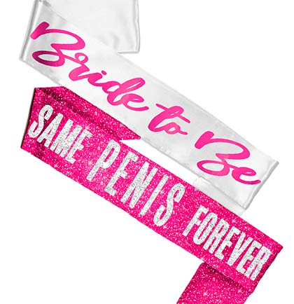 Hot Pink Glam Bride to Be & Sam Pen*s Hot Pink Sparkle Sash - Set of 2