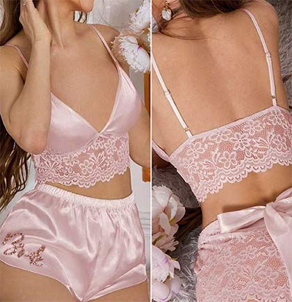 Rose Gold Glam Bride Blush Lingerie Set