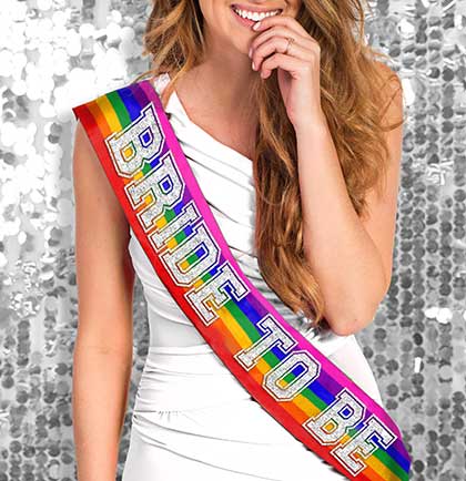 Just Married Holographic Sash – GeminiRibbons