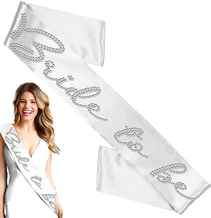 Script Bride To Be Rhinestone White Sash