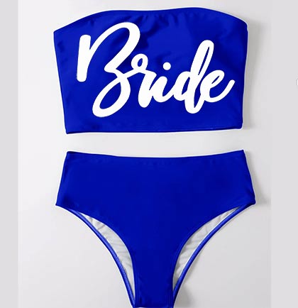 Bride White Glam Blue Bandeau Bikini