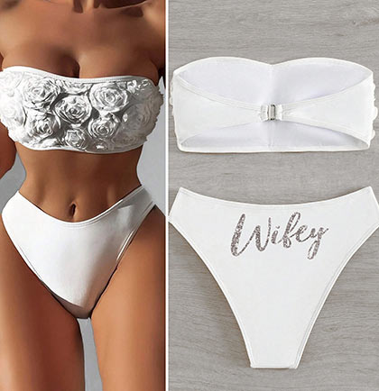 Wifey swimsuit - Bride swimwear - Party outfit – Lace on the Beach