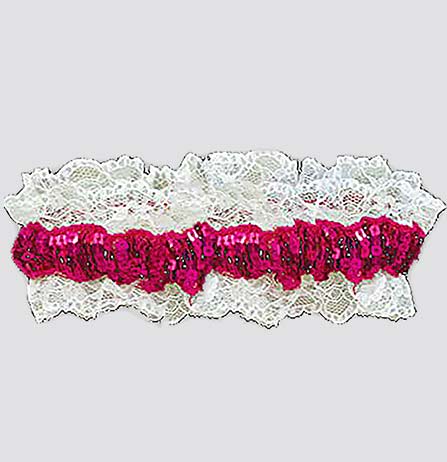 Hot Pink Sequin & Lace Garter