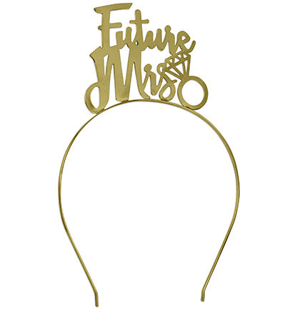 Future Mrs Gold Headband & White Veil - Set of 2