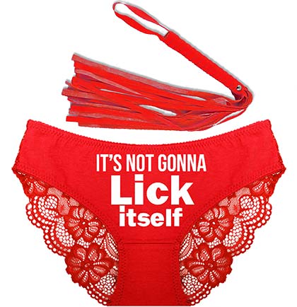 White Lick Itself Red Bikini & Red Whip Set, Naughty Bachelorette Gift