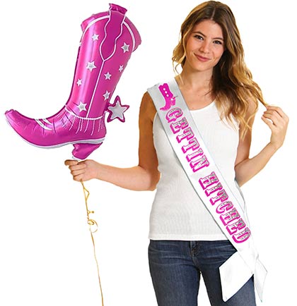 Gettin' Hitched Hot Pink & Silver Glitter Sash: White