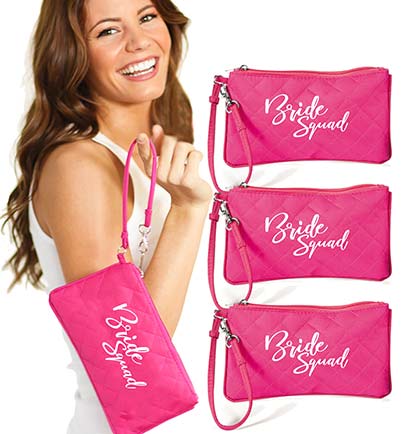 Bride Squad Pink Zipper Pouch - Set of 4