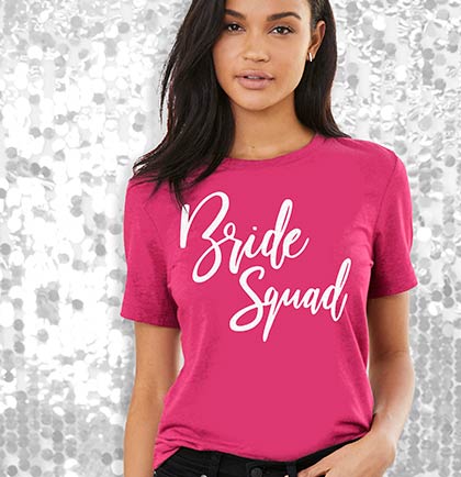 White Glam Bride Squad Magenta Tee