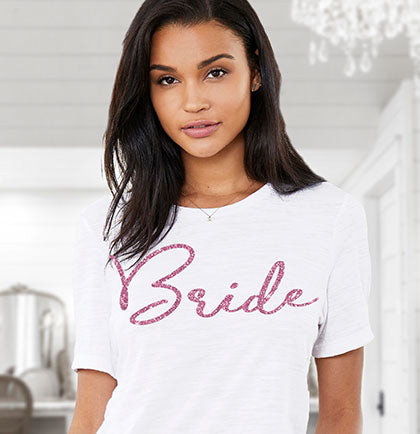 Bride Pink Script White Tshirt