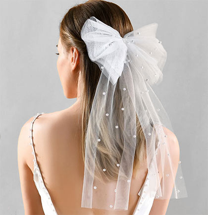 Lqixun Bachelorette Party Pearl Bridal Veil Short Veil - White Veil Bride  Wedding Bachelorette Party Accessories for Women and Girls