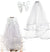 Perfect White Veil with White Bow - Set of 2