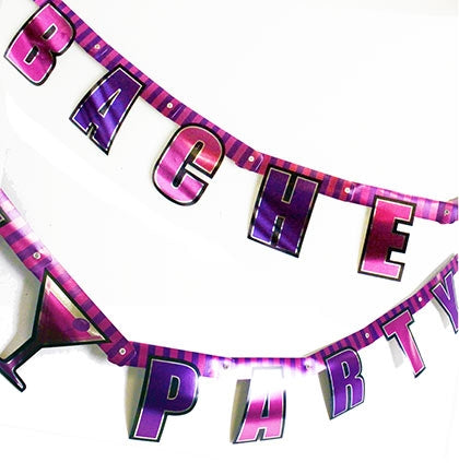 Pink & Purple Bachelorette Party Metallic Banner 8ft