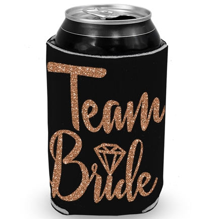 Team Bride Diamond Rose Gold Glitter Can Cover