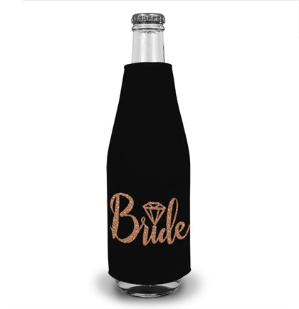 Bride Diamond Rose Gold Glitter Bottle Cooler