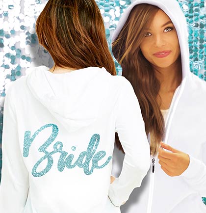 The House of Bachelorette Glam Bride Aqua Lightweight Hoodie