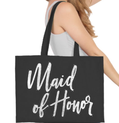 Maid of Honor Glam Rhinestone Large Canvas Tote | Bridal Tote Bag | The ...
