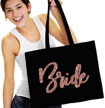 Glam Bride Rose Gold Large Canvas Tote Bride Tote Bag The