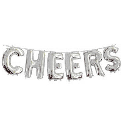 Cheers Silver Mylar Balloon Banner Kit