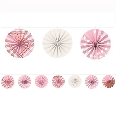 Pink & Rose Gold Mini Fan Garland - 12ft