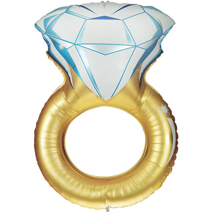 Gold Band Wedding Ring Shaped Mylar Balloon - 26"