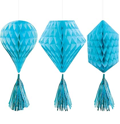 Blue Hot Air Balloon Honeycomb Decoration