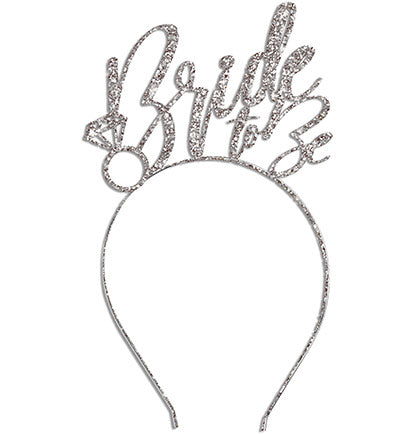 Bride to Be Silver Diamond White Sash & Glam Headband Set