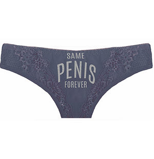 Silver Same Pen*s Forever Lace Inset Thong Panty