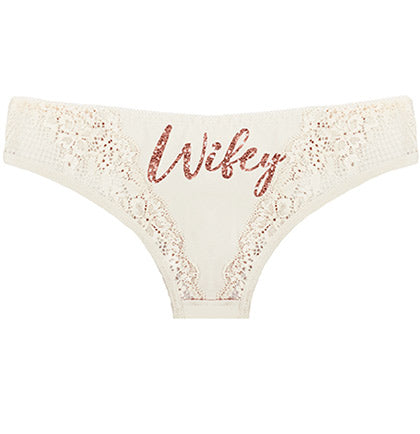 Rose Gold Same Pen*s Forever Lace Thong, Lingerie Shower Panties