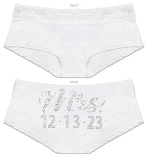 Personalized Bridal IVORY Cheeky with Police Badge Number Lace monogram  cheeky/ something blue/ wedding underwear/ bridal panty/ lingerie
