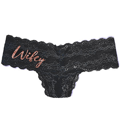 Rose Gold Wifey Lace Inset Thong Panty