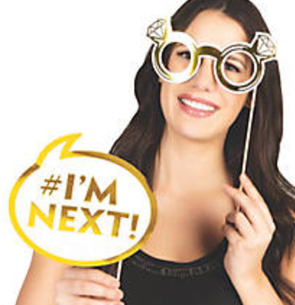 Create a place or rent a photo booth for your guest to take fun and silly photos at the party. These She Said Yaaas Photo Props have twelve props to use to have fun with. Some of the white and gold props say I Do Crew, #I'm Next, #Brunk Dridesmaid and many more. Create a personalized bridal hashtag and post your pics on your socials for everyone to see!