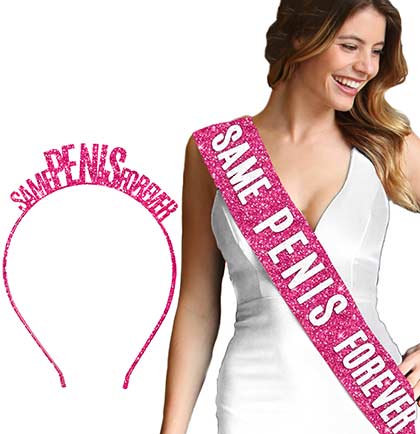 Set for | Bride Sash House Bachelorette of & Headband Hot | Bachelorette Pink Same the Forever The Gifts Pen*s