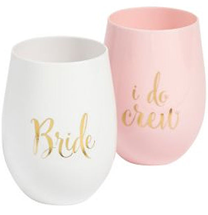 Bride & I Do Crew Stemless Wine Glass - Set of 4