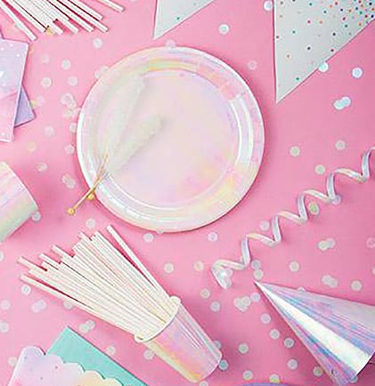 Pink Iridescent Dinner Plates