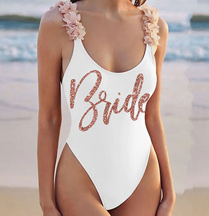 Team Bride Custom Swimsuit, Bachelorette One-Piece Swimsuit