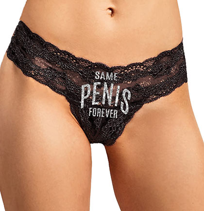 Silver Same Pen*s Forever Lace Edge Thong Panty